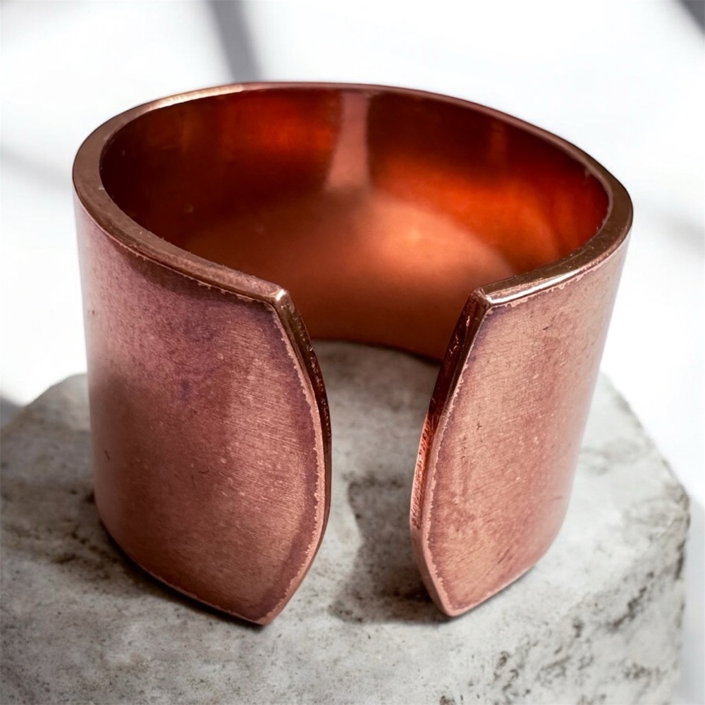 Men’s Raw Copper Open Cuff Ring Cigar Band Ring - 15mm Wide - Picture 2 of 5